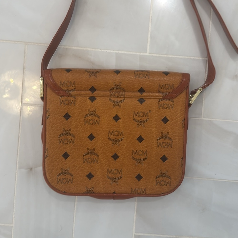 MCM Cognac Brown Monogram Crossbody Bag - Picture 5 of 11